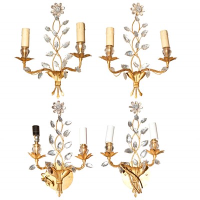 Lot 305 - Set of Four French Gilt-Metal and Glass...