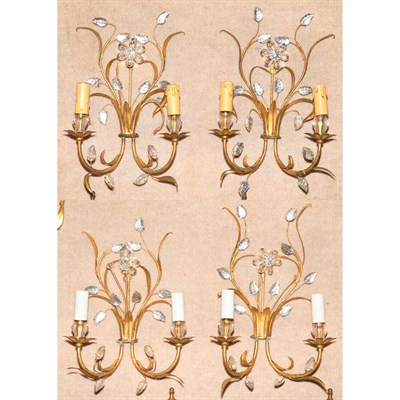 Lot 82 - Set of Four French Gilt-Metal Two-Light...