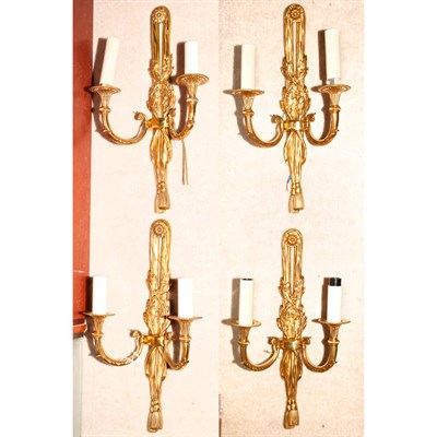 Lot 312 - Set of Four Neoclassical Style Gilt-Metal...