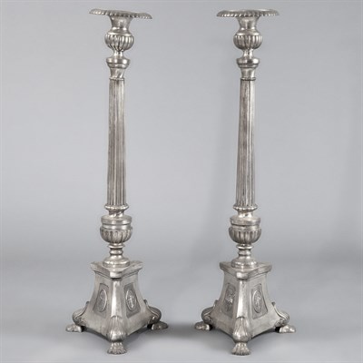 Lot 328 - Pair of Neoclassical Style Silvered Metal...