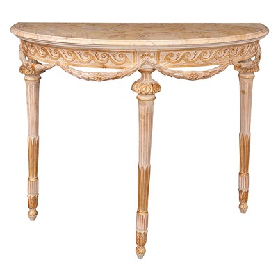 Lot 173 - Neoclassical Style Marble Top Painted Wood...