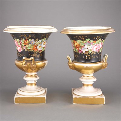 Lot 187 - Pair of Paris Porcelain Two-Handled Urns 19th...