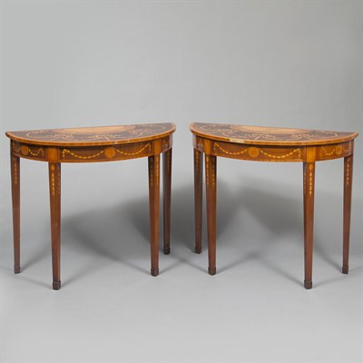 Lot 152 - Pair of George III Style Inlaid Mahogany...