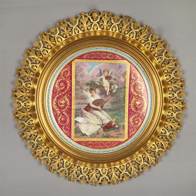 Lot 449 - Framed Carlsbad Porcelain Factory Painted...