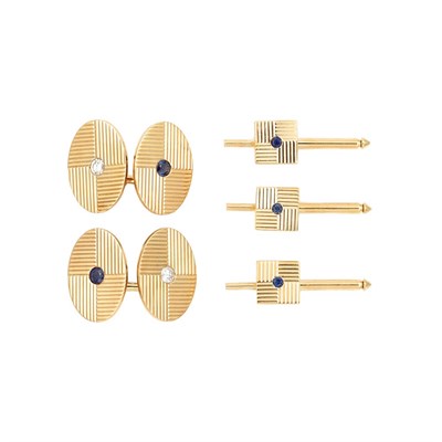 Lot 726 - Gold, Sapphire and Diamond Dress Set