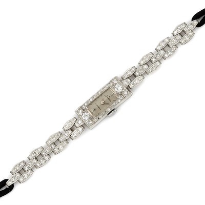 Lot 360 - Art Deco Platinum and Diamond Wristwatch