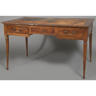 Lot 455 - Louis XVI Walnut Bureau Plat The rectangular...