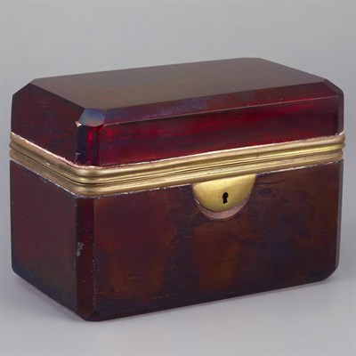 Lot 162 - Gilt-Metal Mounted Cranberry Glass Jewel Box...