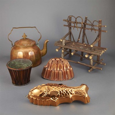 Lot 108 - Group of Wicker and Copper Table Articles...