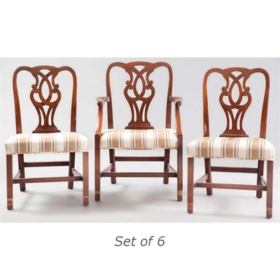 Lot 201 - Six Georgian Style Mahogany Dining Chairs...