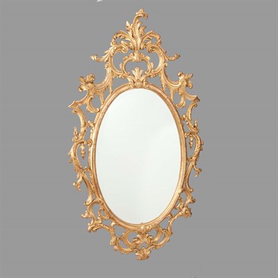 Lot 185 - Rococo Style Gilt-Wood Mirror The oval beveled...