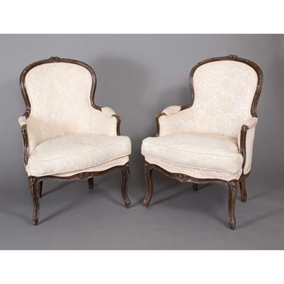 Lot 458 - Two Louis XV Style Painted Bergeres