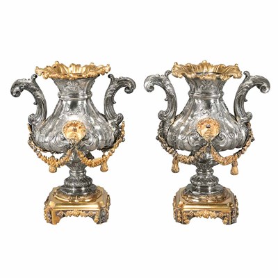 Lot 264 - Pair of Continental Rococo Gilt-Bronze Mounted...