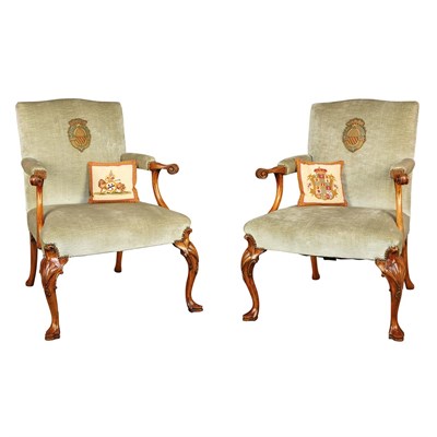 Lot 329 - Pair of George III Style Walnut Library...