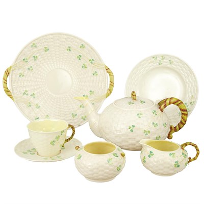 Lot 199 - Belleek Clover Decorated Porcelain Dessert...
