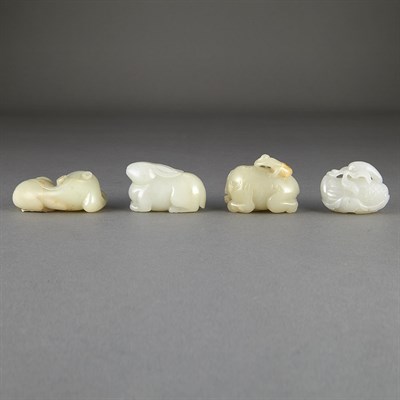 Lot 693 - Group of Four Jade Animals Comprising a rabbit,...