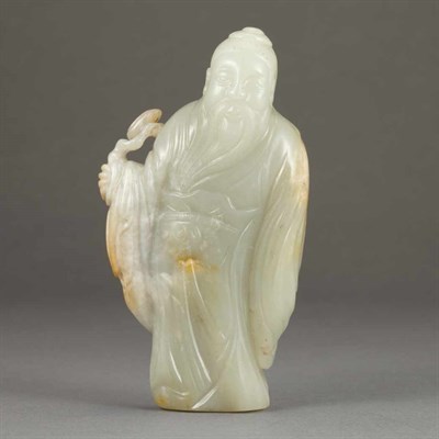 Lot 85 - Chinese Celadon Jade Figure of Shoulao 19th...