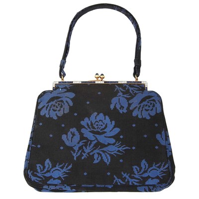 Lot 448 - Gold, Diamond, Sapphire and Fabric Evening Purse