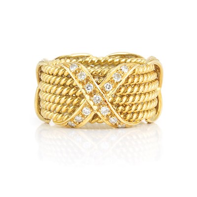 Lot 607 - Six Row Gold and Diamond Band Ring, Tiffany & Co., Schlumberger