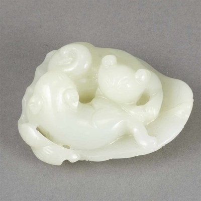 Lot 74 - Chinese Celadon Jade Cats The two animals...