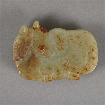 Lot 122 - Chinese Celadon Jade Horse Buckle Possibly...