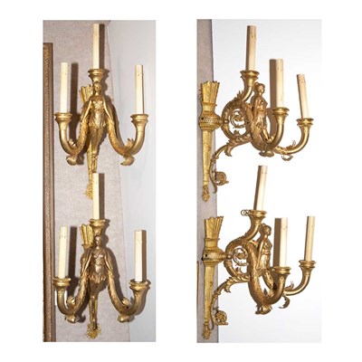 Lot 490 - Set of Four Empire Style Gilt-Metal Mounted...