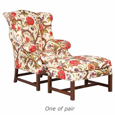 Lot 87 - Pair of Chintz Upholstered Wing Chairs and...
