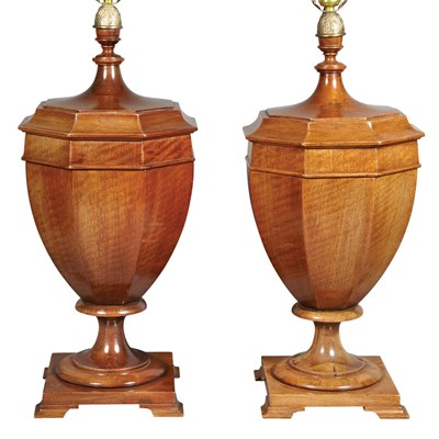 Lot 461 - Pair of George III Style Mahogany Cutlery Urns...