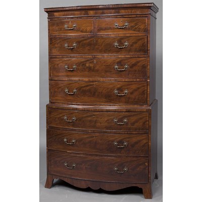 Lot 334 - Late George III Mahogany Bow Front Chest on...