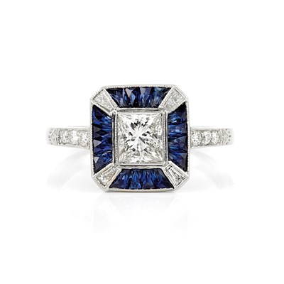 Lot 799 - Platinum, Diamond and Sapphire Ring