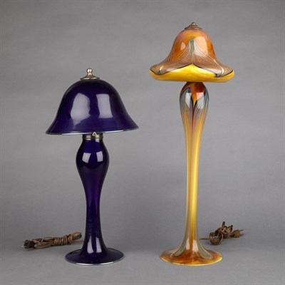 Lot 436 - Two Correia Glass Lamps Height of taller 27...