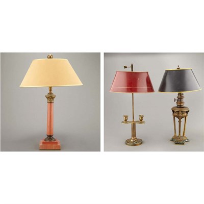 Lot 114 - Group of Three Neoclassical Style Lamps Height...