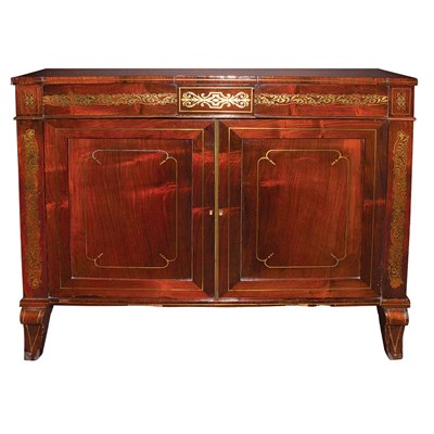 Lot 232 - French Brass Inlaid Mahogany Side Cabinet...