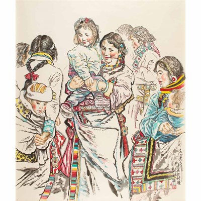Lot 243 - Liu Wenxi Chinese, b. 1933 Uyghur Women and...