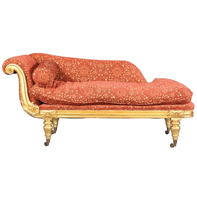 Lot 228 - William IV Gilt-Wood Recamier Length 67 inches.
