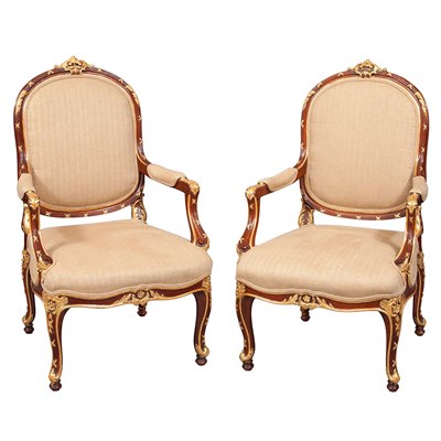 Lot 701 - Pair of Transitional Louis XV/XVI Style Parcel...