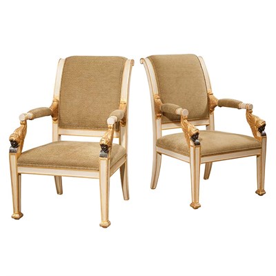 Lot 440 - Pair of Continental Neoclassical Painted and...