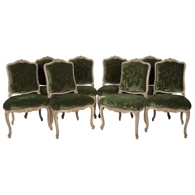 Lot 180 - Set of Eight Louis XVI Style Gray Painted...