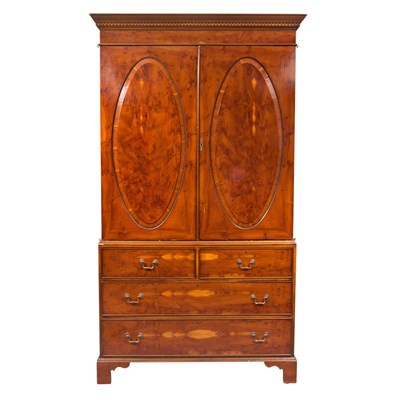 Lot 589 - George III Style Yew Wood Linen Press Height 7...