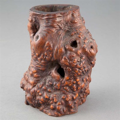 Lot 448 - Chinese Burl-Wood Brush Pot 19th Century Of...