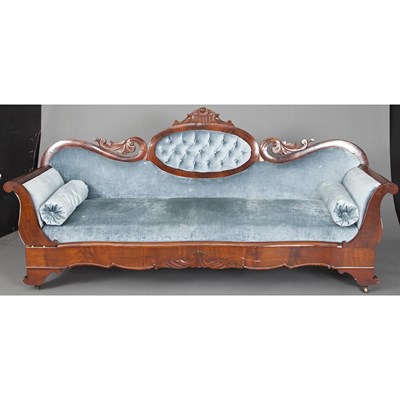 Lot 745 - Victorian Mahogany Sofa The scrolling and...