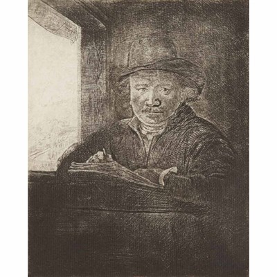 Lot 61 - Rembrandt van Rijn SELF-PORTRAIT DRAWING AT A...