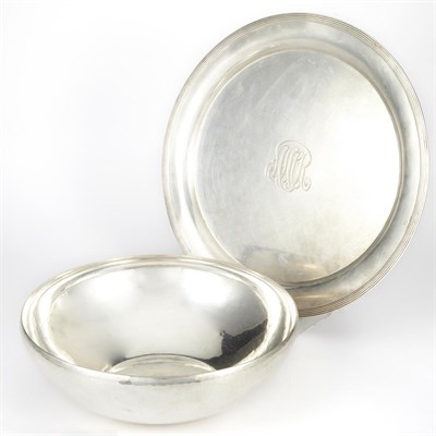 Lot 247 - Sterling Silver Hammered Bowl; Together with a...