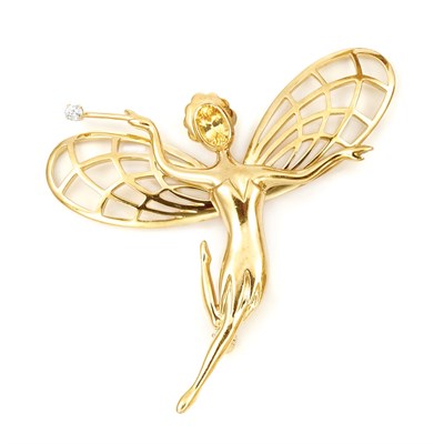Lot 620 - Gold, Citrine and Diamond Fairy Brooch, Van Cleef & Arpels