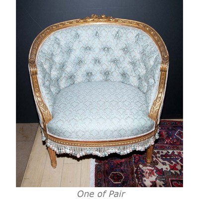 Lot 530 - Pair of Louis XVI Style Upholstered Gilt-Wood...
