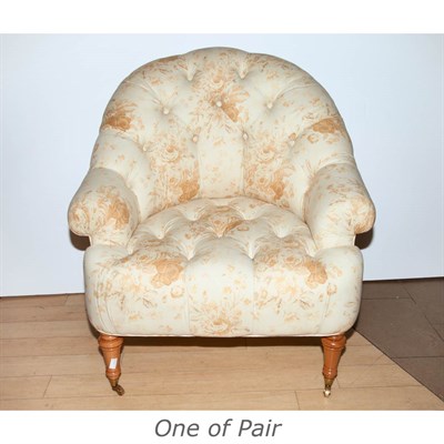 Lot 509 - Pair of Tufted Upholstered Club Chairs