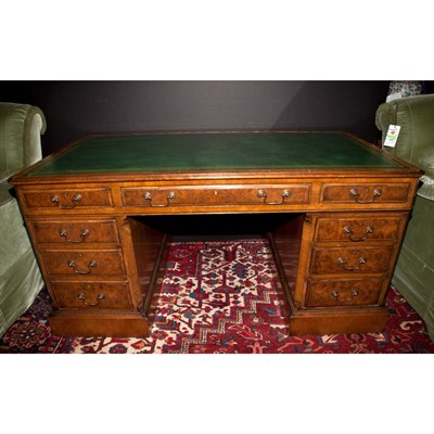 Lot 413 - English Walnut Pedestal Desk Height 30 inches,...