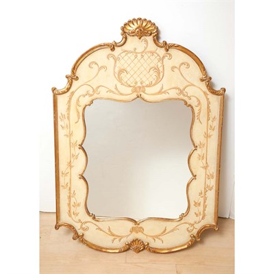 Lot 529A - French Painted Wood Mirror Height 42 inches,...
