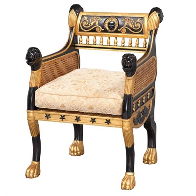 Lot 178 - Regency Style Parcel Gilt Armchair