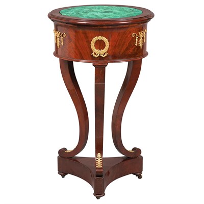 Lot 207 - Empire Malachite Top Mahogany Side Table...